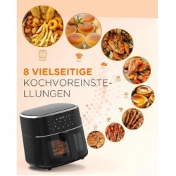 TOMONS Heißluftfritteuse 6L mit Sichtfenster LED-Touchscreen,1500 Watt