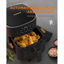 TOMONS Heißluftfritteuse 6L mit Sichtfenster LED-Touchscreen,1500 Watt