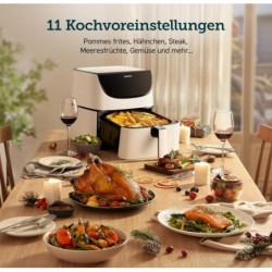 Heißluftfritteuse 5,5L XXL Weiß Friteuse Heissluft Fritteusen 1700W,CP158-AF