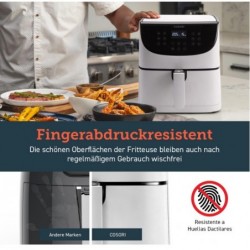 Heißluftfritteuse 5,5L XXL Weiß Friteuse Heissluft Fritteusen 1700W,CP158-AF