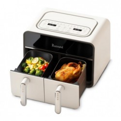 Runnatal Dual Zone Heißluftfritteuse, 8L Airfryer, 2100W, 2 Fächer