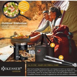 Raketenofen, Outdoor Campingkocher Camping Grillkocher Edelstahl Schwarz