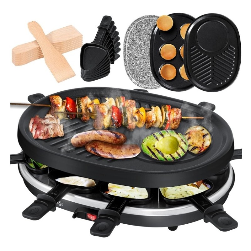 KESSER 3-in-1-Raclette-Grill,Pfannkuchen-Tischgrill,Naturgrillstein