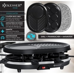 KESSER 3-in-1-Raclette-Grill,Pfannkuchen-Tischgrill,Naturgrillstein