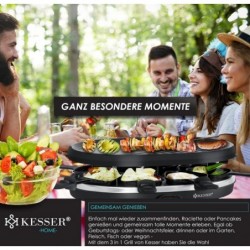 KESSER 3-in-1-Raclette-Grill,Pfannkuchen-Tischgrill,Naturgrillstein