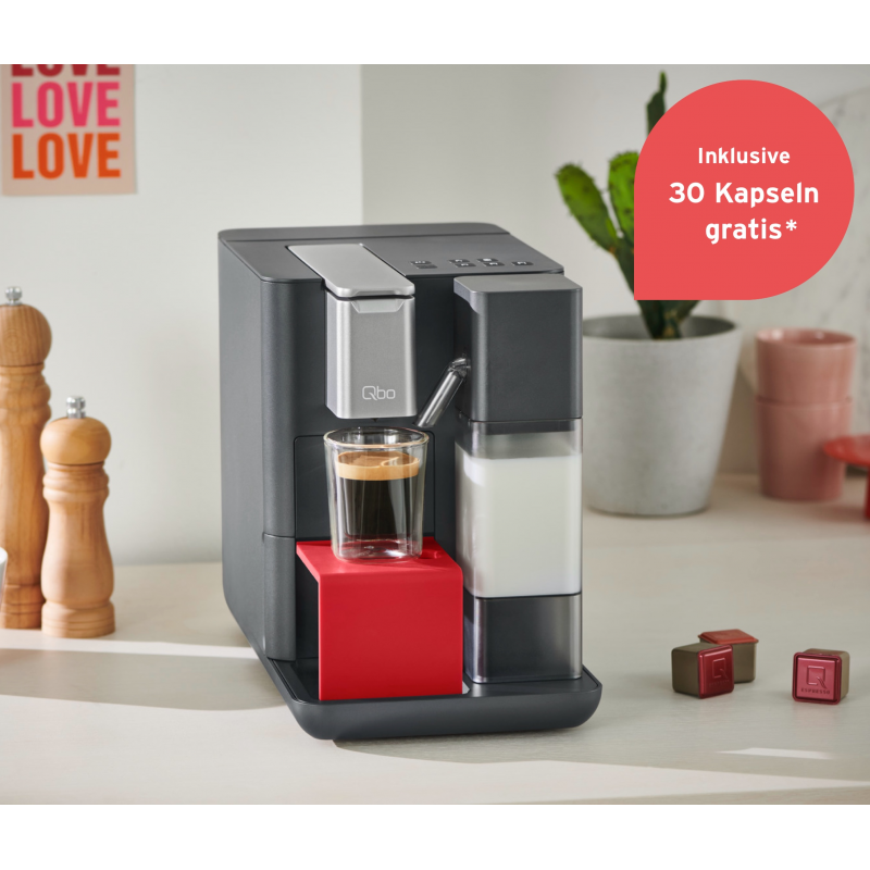 Qbo MILK MASTER Kaffeemaschine – Lipstick Red