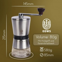 Kaffeemühle Manuell,kegelmahlwerk mit 8 Mahlgraden kaffeemühle hand