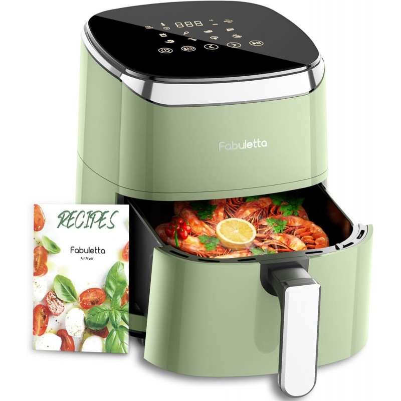 Fabuletta Heißluftfritteuse 4L,Digitalem LED-Touchscreen AirFryer(Green)