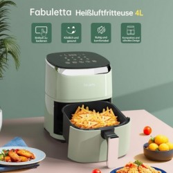 Fabuletta Heißluftfritteuse 4L,Digitalem LED-Touchscreen AirFryer(Green)