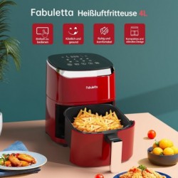 Fabuletta Heißluftfritteuse 4L,Digitalem LED-Touchscreen AirFryer(Rot)