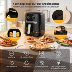 Heißluftfritteuse 4,5 L Heissluftfriteuse Airfryer XXL Multifunktionale