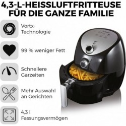 Tower Heißluftfritteuse für die Ganze Familie Airfryer 4,3L 1500W