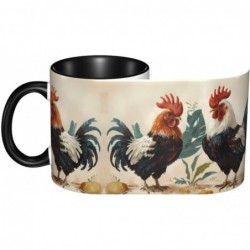 ColorName Zweifarbige Tasse, Keramiktassen, geeignet für Cappuccino, Latte, Müsli, Joghurt, Milch, heiße oder kalte Getränke, für die Mikrowelle geeignet, Aufdruck „French Roosters“