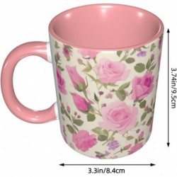 ColorName Zweifarbige Tasse, Keramiktassen, geeignet für Cappuccino, Latte, Müsli, Joghurt, Milch, heiße oder kalte Getränke, für die Mikrowelle geeignet, Aufdruck „Rosa Rosen“