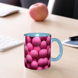 ColorName Zweifarbige Tasse Keramiktassen Geeignet für Cappuccino, Latte, Müsli, Joghurt, Milch, heiße oder kalte Getränke Mikrowellengeeignet Leuchtend rosa Tennisbälle Aufdruck