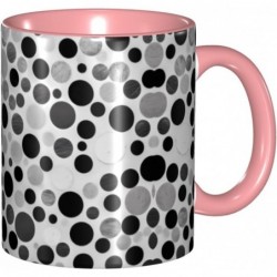 ColorName Zweifarbige Tasse, Keramiktasse, geeignet für Cappuccino, Latte, Müsli, Joghurt, Milch, heiße oder kalte Getränke, für die Mikrowelle geeignet, Schwarz-Weiß-Punktdruck, Rosa