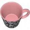 ColorName Zweifarbige Tasse, Keramiktasse, geeignet für Cappuccino, Latte, Müsli, Joghurt, Milch, heiße oder kalte Getränke, für die Mikrowelle geeignet, Schwarz-Weiß-Punktdruck, Rosa