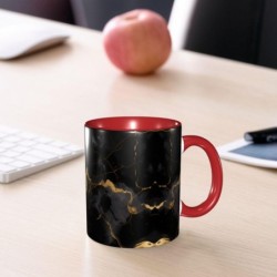 ColorName Zweifarbige Tasse Keramiktassen Geeignet für Cappuccino, Latte, Müsli, Joghurt, Milch, heiße oder kalte Getränke Mikrowellengeeignet Schwarz-Gold-Marmordruck