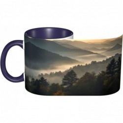 ColorName Zweifarbige Tasse Keramiktassen Geeignet für Cappuccino, Latte, Müsli, Joghurt, Milch, heiße oder kalte Getränke Mikrowellengeeignet Aufdruck „Blue Ridge Parkway Mountains“