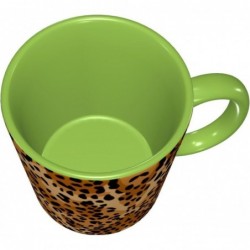 ColorName Zweifarbige Tasse Keramiktassen Geeignet für Cappuccino, Latte, Müsli, Joghurt, Milch, heiße oder kalte Getränke Mikrowellengeeignet Leopardenmuster