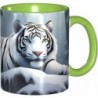 colorName Zweifarbige Tasse aus Keramik. Geeignet für Cappuccino, Latte, Müsli, Joghurt, Milch, heiße oder kalte Getränke. Mikrowellenherd. Schneewittchen-Tiger-Muster