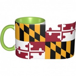 Grüne Keramiktasse „Classic Mugs“ Geeignet für Cappuccino, Latte, Müsli, Joghurt, Milch, heiße oder kalte Getränke Mikrowellengeeignet Muster mit Maryland-Flagge