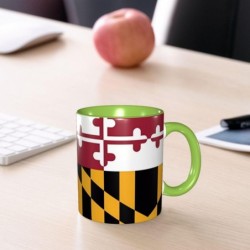 Grüne Keramiktasse „Classic Mugs“ Geeignet für Cappuccino, Latte, Müsli, Joghurt, Milch, heiße oder kalte Getränke Mikrowellengeeignet Muster mit Maryland-Flagge