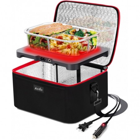 Tragbarer Ofen von Aotto, 12 V, 24 V, 110 V Speisenwärmer, tragbarer Mini-Lunchbox-Wärmer mit Mikrowellenfunktion zum Kochen und Aufwärmen von Speisen im Auto