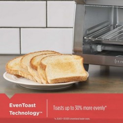 BLACK+DECKER 4-Scheiben-Toasterofen, TO1745SSG, gleichmäßiges Toasten, 4 Kochfunktionen: Backen, Grillen, Toasten und Warmhalten, herausnehmbare Krümelschublade, Timer