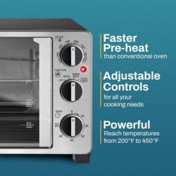 Elite Gourmet ETO2530M Toasterofen mit Doppeltür, für die Arbeitsplatte, Backen, Grillen, Toasten, Warmhalten, für 12-Zoll-Pizza, 25 l Fassungsvermögen, Edelstahl und Schwarz