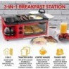 Nostalgia 3-in-1-Frühstücksstation – Inklusive Kaffeemaschine, antihaftbeschichteter Grillplatte und 4-Scheiben-Toasterofen – Vielseitiger Frühstückszubereiter mit Timer – Rot