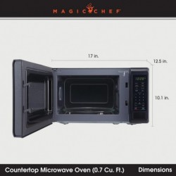 Magic Chef MC77MB Mikrowellenherd für die Arbeitsplatte, kleine Mikrowelle für kompakte Räume, 700 Watt, 0,7 Kubikfuß, schwarz