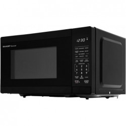 SHARP SMC0760KB Kompaktofen mit abnehmbarem 10-Zoll-Karussell-Drehteller, Kubikfuß, 700 Watt Arbeitsplatten-Mikrowelle