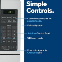 GE GCST07N1WSS Mikrowellenherd, 700 Watt, 6 automatische Kocheinstellungen, Kindersicherung, Küchenutensilien