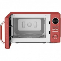 Magic Chef 0,7 Kubikfuß 700 Watt klassische Retro-Touch-Mikrowelle mit 10 Leistungsstufen, 9 Auto-Cook-Menüs und Glas-Drehteller, rot