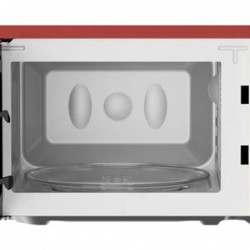 Magic Chef 0,7 Kubikfuß 700 Watt klassische Retro-Touch-Mikrowelle mit 10 Leistungsstufen, 9 Auto-Cook-Menüs und Glas-Drehteller, rot