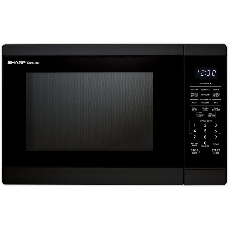 SHARP SMC1461KB Backofen mit abnehmbarem 12,4-Zoll-Karussell-Drehteller, Kubikfuß, 1100 Watt Arbeitsplatten-Mikrowelle, 1,4 Kubikfuß, schwarz