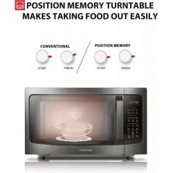 TOSHIBA ML-EM45P(BS) Mikrowellenherd mit Smart Sensor und Drehteller mit Positionsspeicher, abnehmbarem schwarzem Edelstahl, 1200 W