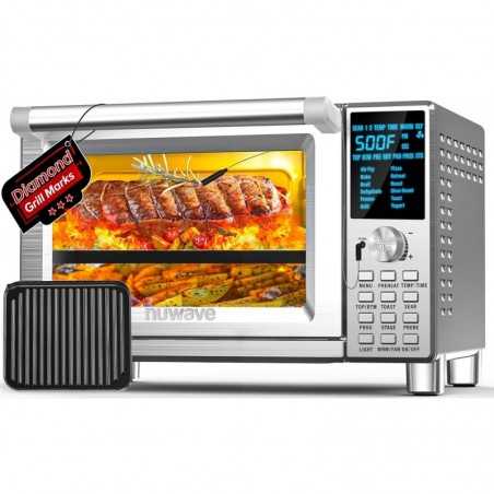 NUWAVE Bravo XL Heißluftfritteuse mit Konvektion und Toaster, Arbeitsplatte, 112-in-1 Smart Grill Combo mit Originalaromen und -marken