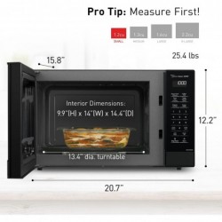 Panasonic NN-SN65KB Mikrowelle mit Invertertechnologie, 1200 W, 1,2 Kubikfuß, kleiner Genius Sensor, One-Touch-Kochen, Popcorn-Taste, Turbo-Auftauen, NN-SN65KB (schwarz)