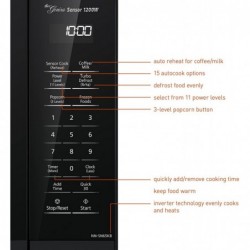 Panasonic NN-SN65KB Mikrowelle mit Invertertechnologie, 1200 W, 1,2 Kubikfuß, kleiner Genius Sensor, One-Touch-Kochen, Popcorn-Taste, Turbo-Auftauen, NN-SN65KB (schwarz)