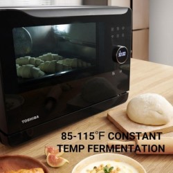 TOSHIBA 6-IN-1 Kompakt-Dampfbackofen, Kombi-Tischbackofen mit Konvektionsdampf und Backen, Gären, Heißluftfritteuse, Slow Cooker, intelligente App-Steuerung