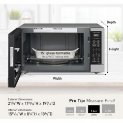 Panasonic NN-SN76LS 1,6 Kubikfuß Zyklon-Inverter-Mikrowelle für die Arbeitsplatte, 1250 Watt Leistung mit Genius Sensor Cooking, 19,44" T x 21,88" B x 11,94" H, Edelstahl