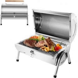 SunJas tragbarer Edelstahlgrill, Mini-Tischgrill