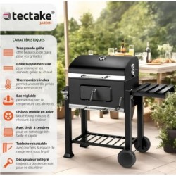 TECTAKE Multifunktions-Holzkohlegrill – Höhenverstellbarer Grill