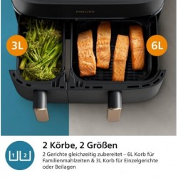 PHILIPS NA352 Airfryer 3000 Series Dual Basket,Heißluftfritteuse