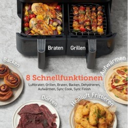 COSORI CAF-R901-AEU Dual Basket Heißluftfriteuse 1750 Watt Schwarz